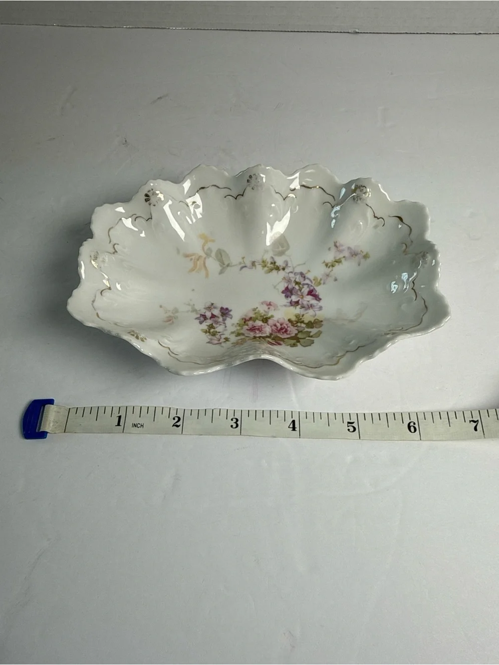 White Floral Porcelain Decorative Serving Bowl vintage